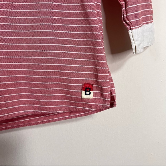 Vintage United Colors of Benetton Dusty Rose Striped Half Button Up Top - Picture 4 of 5